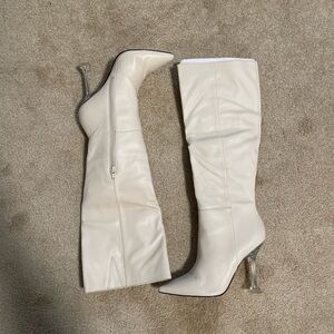 Nine West White Heeled Boots